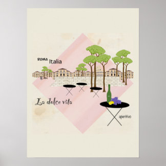 Poster Vacances Romaines Pastel Moderne