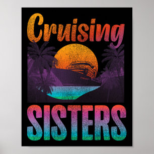 Poster Vacances sur un bateau de croisière Sœur Fille Vin