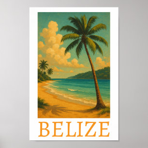 Poster Vacances tropicale Belize Beach Caraïbes