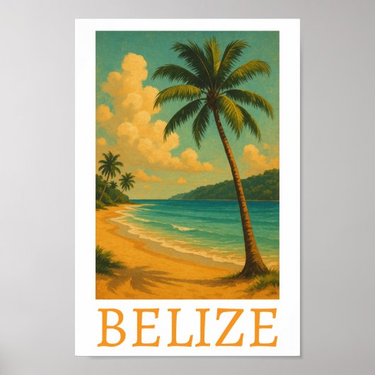 Poster Vacances tropicale Belize Beach Caraïbes (Devant)