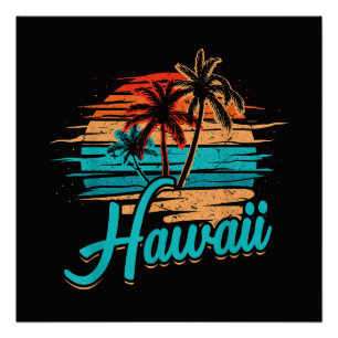 Poster Vacances tropicales à Hawaii îles Hawaïennes