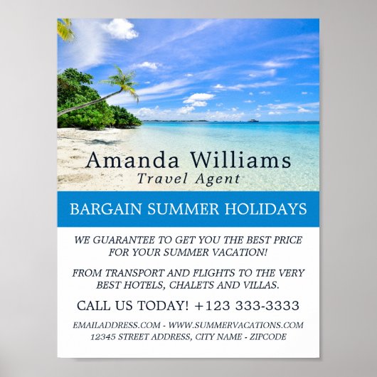 Poster Vacances tropicales, Annonce des agents de voyage (Devant)