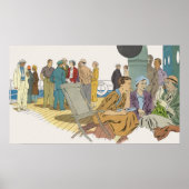 Poster Vacances Vintage, passagers d'un bateau de croisiè (Devant)