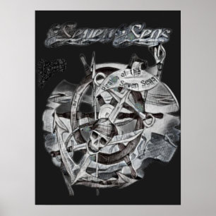 Poster Vacances Vintage Seven Seas dans les Caraïbes