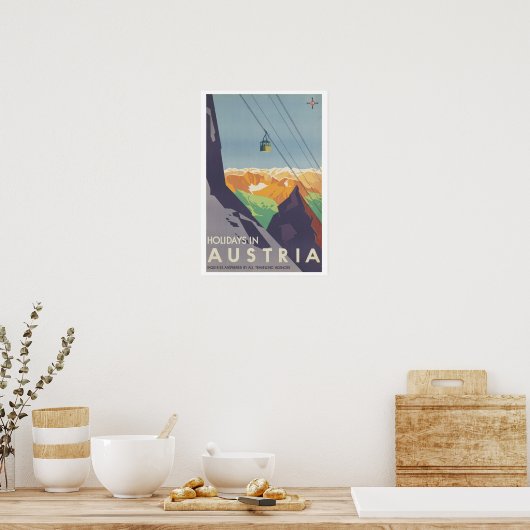 Poster Vacances Vintage voyage en Autriche (Cuisine)