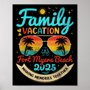 Poster Vacances vintages en famille Fort Myers Beach 2025