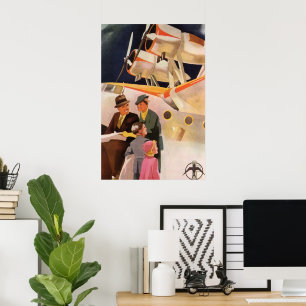 Poster Vacances vintages en famille Via Seaplane avec hél