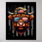 Poster Vache 4 juillet Drapeau États-Unis Papa Père Améri (Devant)