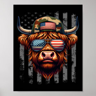 Poster Vache 4 juillet Drapeau États-Unis Papa Père Améri