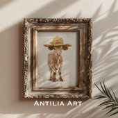 Poster Vache à paille Casquette Whimsical ferme animal ve