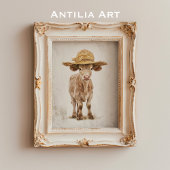 Poster Vache à paille Casquette Whimsical ferme animal ve