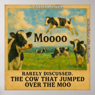 Poster Vache a sauté par-dessus le Meuh – Chariot de ferm