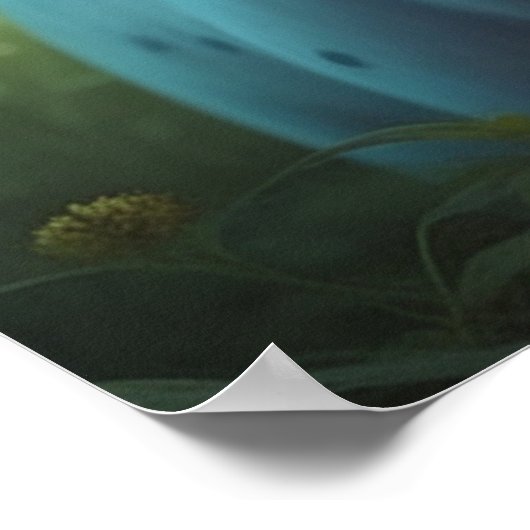 Poster Vache Ai blanche mignonne avec cornes et fleurs (Coin)