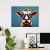 Poster Vache avec lunettes de soleil (Bureau à domicile)