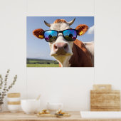Poster Vache avec lunettes de soleil (Cuisine)
