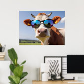Poster Vache avec lunettes de soleil (Bureau à domicile)