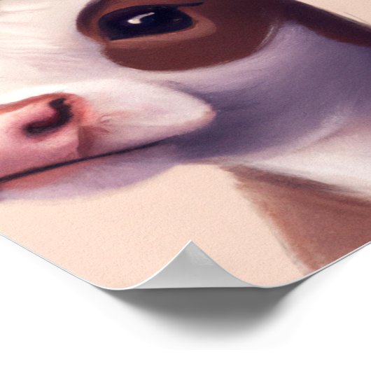 Poster Vache bébé avec couronne de fleurs (Coin)