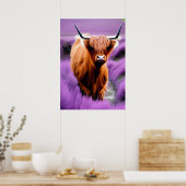 Poster Vache belle Highland dans le champ Lavender (Cuisine)