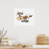 Poster vache brune mignonne et stupide entachée de mouche (Cuisine)