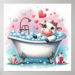 Poster Vache de bain bulle