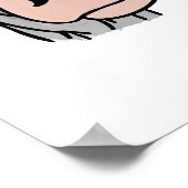Poster vache de dessin animé noir blanc rose baiser gris (Coin)
