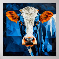 Vache de ferme en mosaïque de verre coloré vibrant