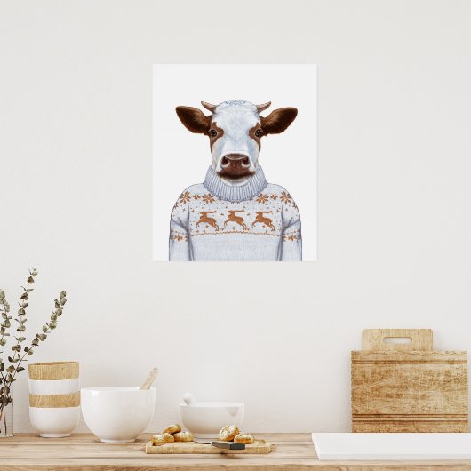 Poster Vache de Noël (Cuisine)