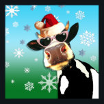 Poster Vache de Noël Moooooootiful Santa Hat<br><div class="desc">Un poster de Noël amusant à ajouter à vos décorations de vacances! Vous avez des questions ou des demandes? Contactez-moi à cheryl@cheryldanielsart.com. Oeuvre originale "Moootiful" de Cheryl Daniels © 2010.</div>