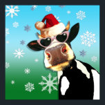 Poster Vache de Noël Moooooootiful Santa Hat<br><div class="desc">Un poster de Noël amusant à ajouter à vos décorations de vacances! Vous avez des questions ou des demandes? Contactez-moi à cheryl@cheryldanielsart.com. Oeuvre originale "Moootiful" de Cheryl Daniels © 2010.</div>