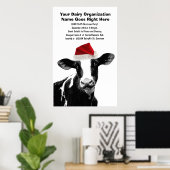 Poster Vache de père Noël - Vache laitière portant le cha (Bureau à domicile)