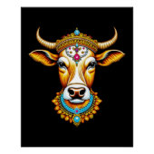 Poster Vache décorée pongée (Devant)