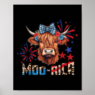 Poster Vache des Highlands Moo-rica 4 juillet Memorial Da