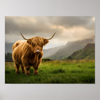 Poster Vache des Highlands Vous Aime