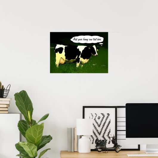 Poster Vache drôle à penser (Bureau à domicile)