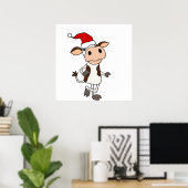 Poster Vache drôle dans Santa Hat Caricature de Noël (Bureau à domicile)