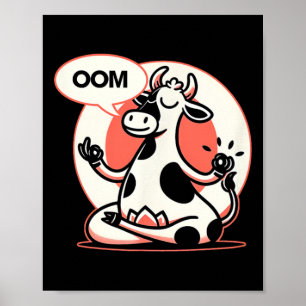 Poster Vache drôle Namaste Yoga Position Lotus Yoga Vache