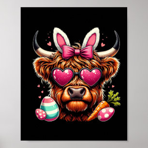 Poster Vache drôle œuf Joyeuse fête de Pâques Femmes Fill