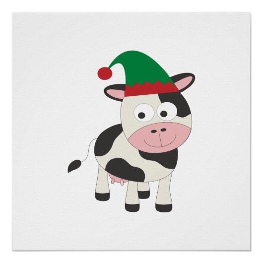 Poster Vache Elfe Noël (Devant)