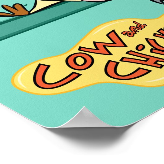 Poster Vache et poulet à courir graphique (Coin)