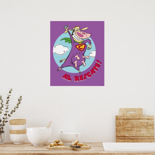 Poster Vache et poulet Super Vache Al Rescate! (Cuisine)