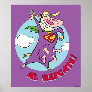Poster Vache et poulet Super Vache Al Rescate!