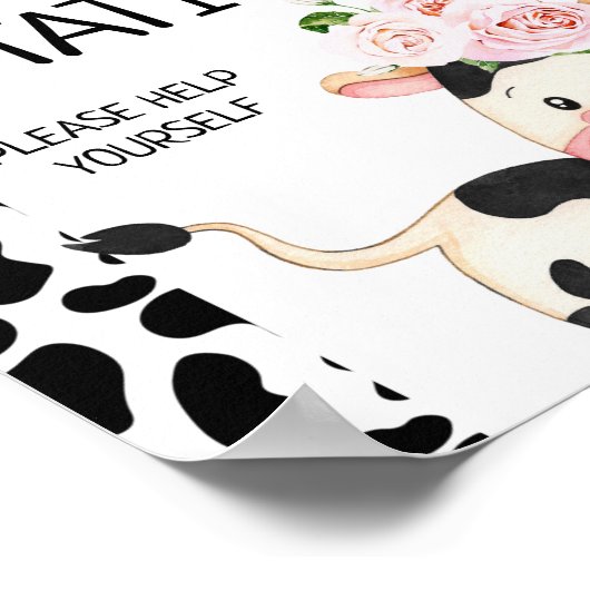 Poster Vache florale avec vache Imprimer Signal de fête d (Coin)