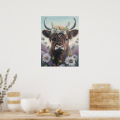 Poster Vache Florale Highland (Cuisine)