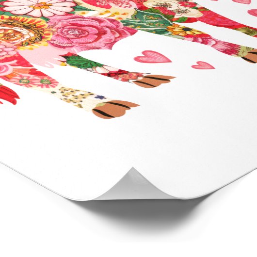 Poster Vache florale, Vache mignonne Design (Coin)