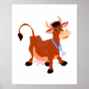 Poster vache heureuse souriante