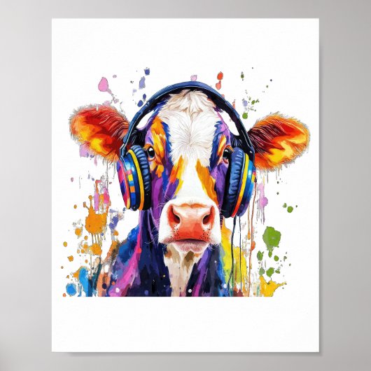 Poster Vache Highland Colorée (Devant)