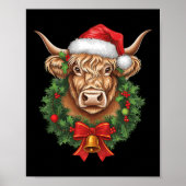 Poster Vache Highland Noël Noël Noël Père Noël Wooly Farm (Devant)