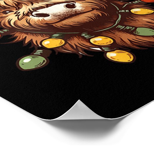 Poster Vache Highland Noël Noël Noël Père Noël Wooly Farm (Coin)