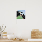 Poster Vache Holstein noire & veau mignon (Cuisine)