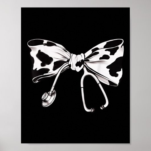 Poster Vache Imprimer Bow Et Stethoscope Infirmière Infir (Devant)